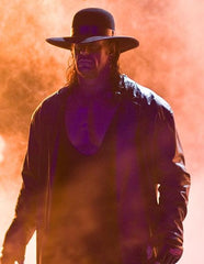 The Undertaker wearing his classic wide brim open crown hat